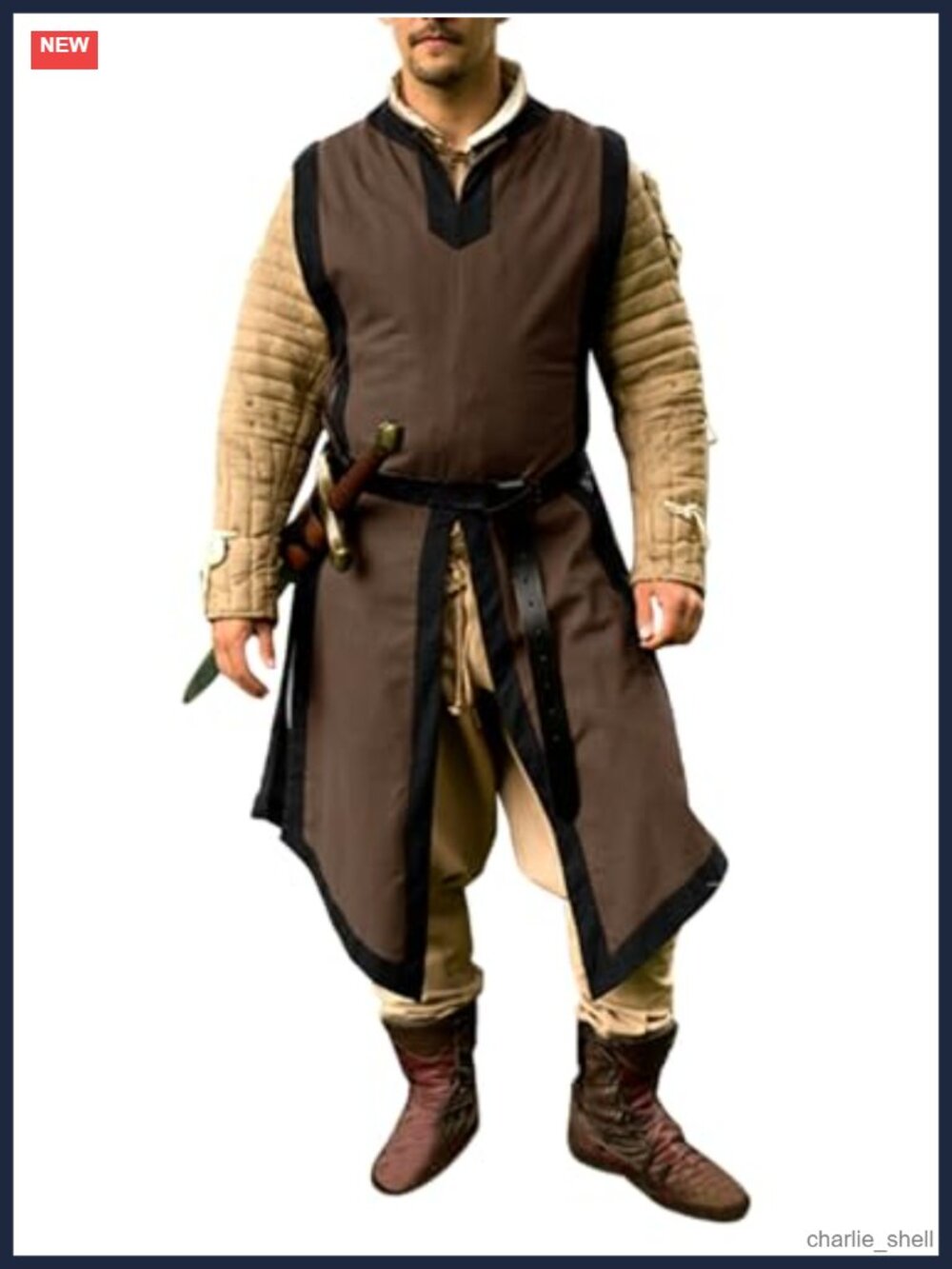 Men's Medieval Templar Tunic Viking Knight Renaissance Costume Polyester